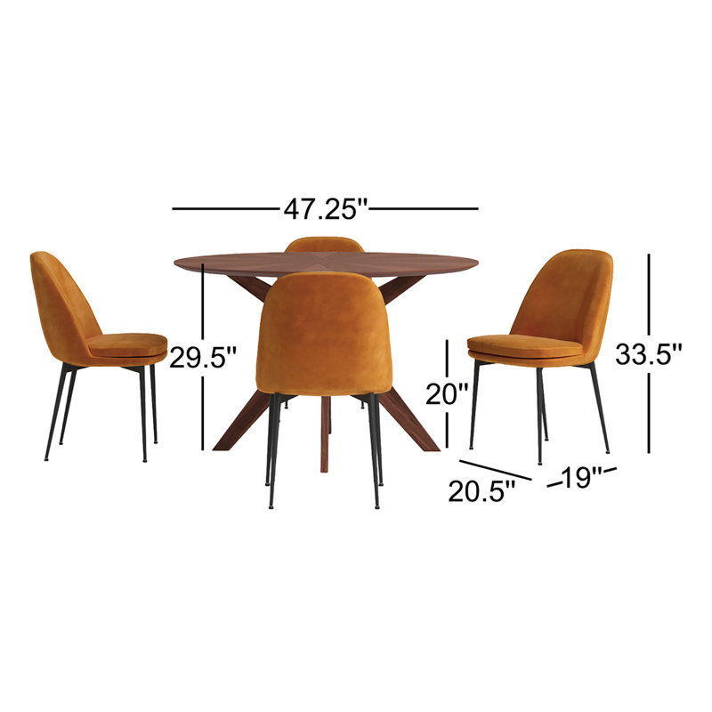 4 - Person Pedestal Dining Set, Orange