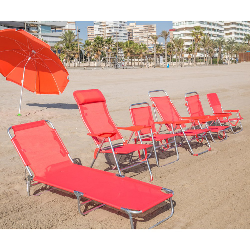 Anfriede Folding Beach Chair, Coral