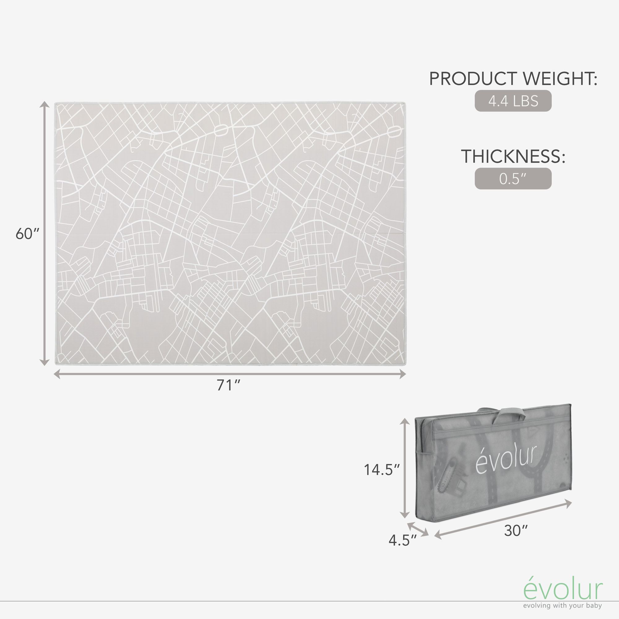 Evolur Cozycush Reversible Non-toxic Baby Kids Playmat  || Foldable Large Thick Foam Crawling Playmats For Toddlers|waterproof Portable Playmat For Babies | Yoga/picnic/game Mat|indoor/outdoor