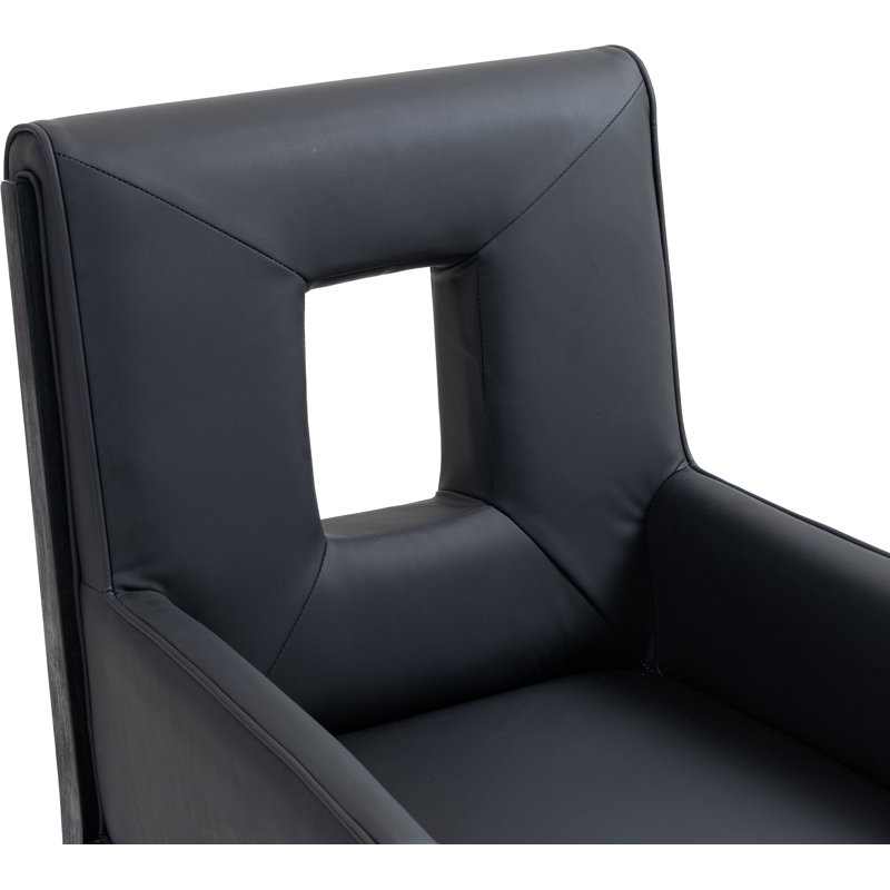 Fauteuil de salle à manger Flore, Noir, Cuir végétalien noir