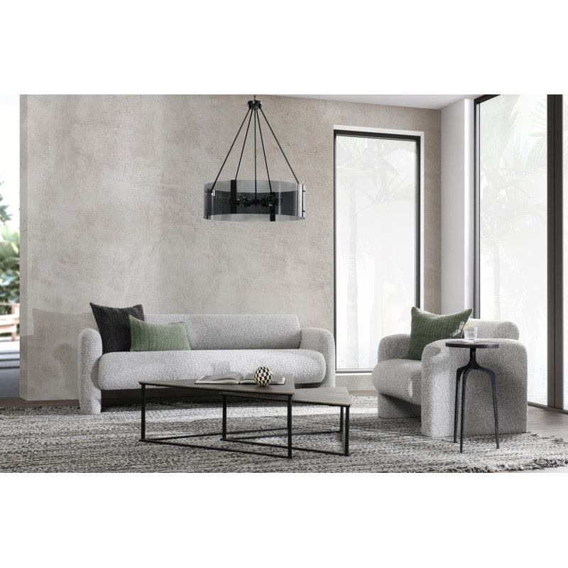 Mercury Gray Handcrafted Boucle Fabric Accent Chair