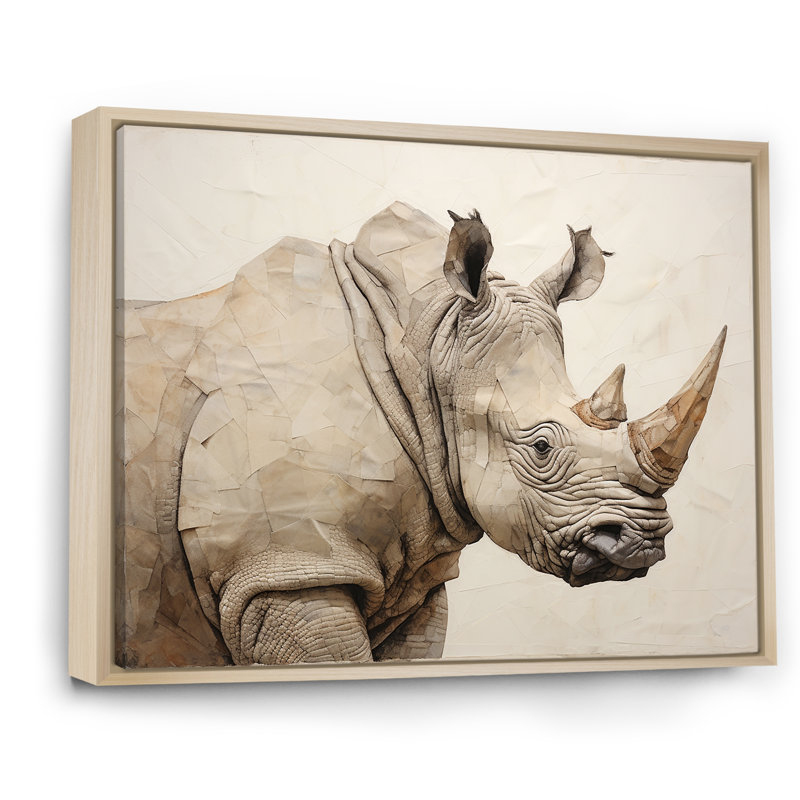 Puissant rhinocéros II, Cadre naturel flottant, H 16 po x l 32 po x P 1 po