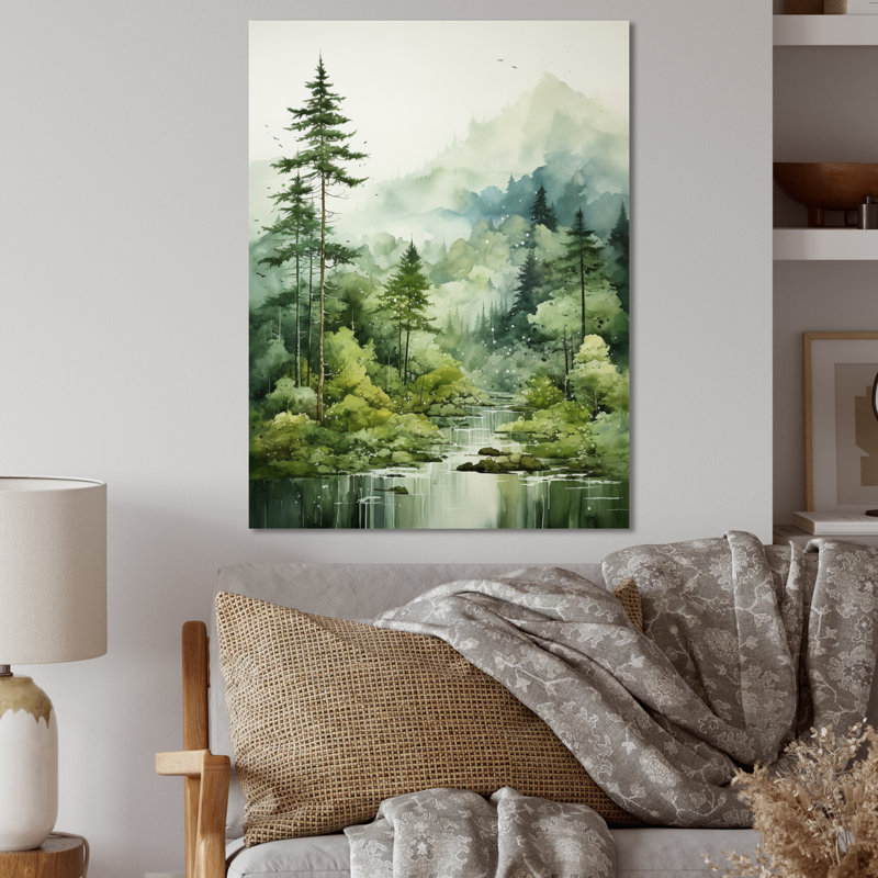 Forêt, énigmatique, forêt, paysage, art mural en métal, salon, H 44 po x l 34 po