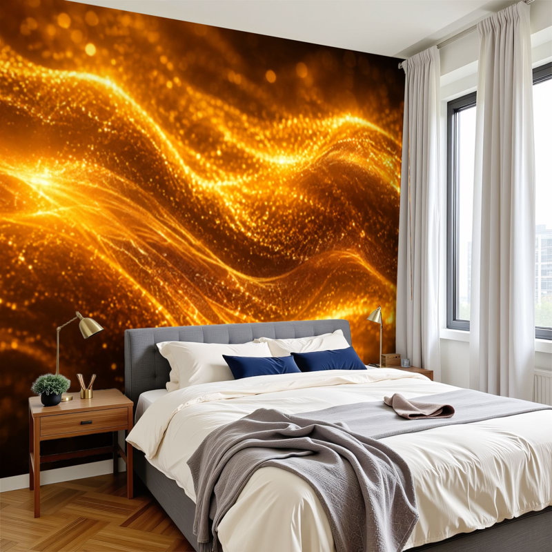 Murale auto-adhésive moderne pour la chambre à coucher Peel and Stick L 69 po x l 96 po avec impression volcanique magma volcanique chaude