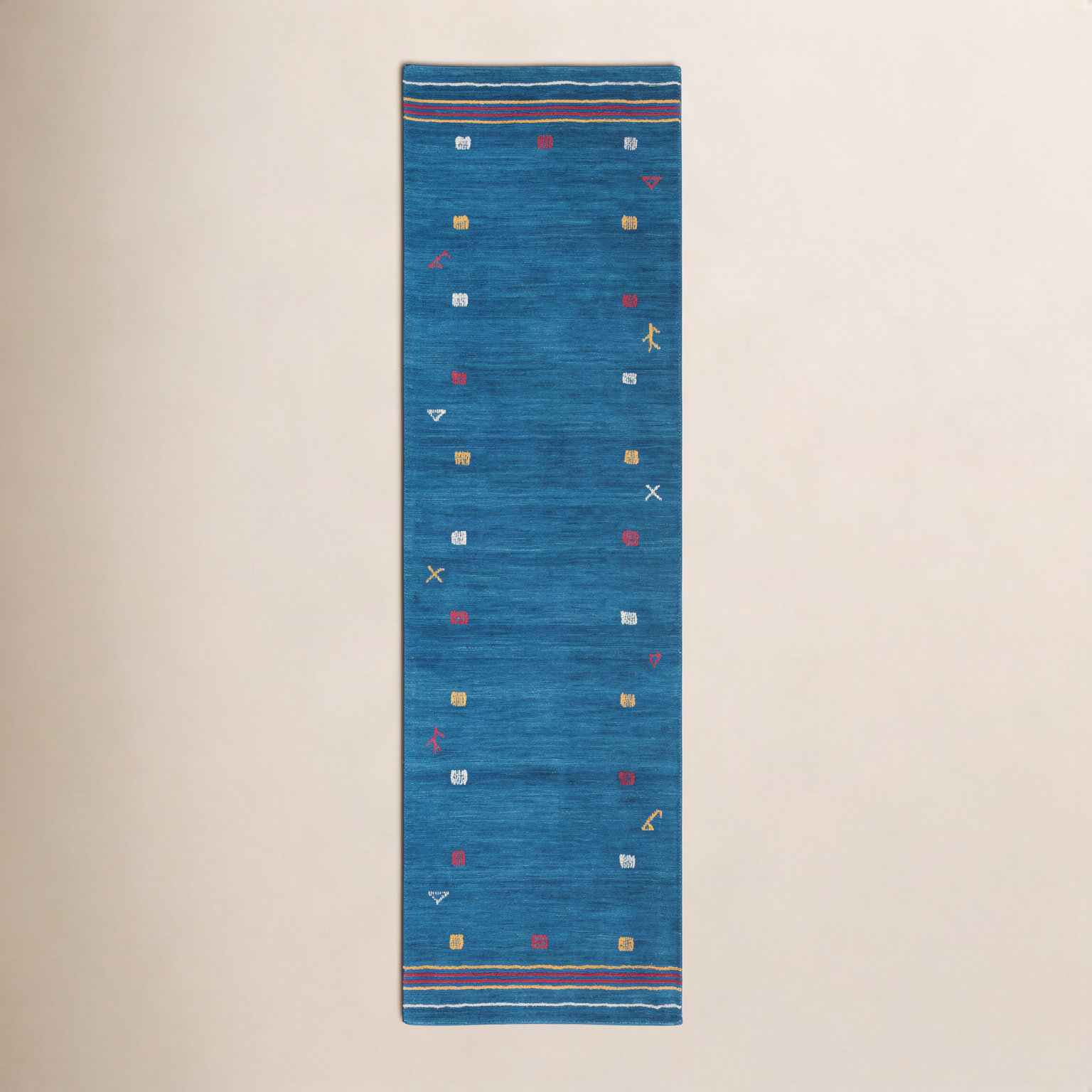 Danette Blue Southwestern Hand-Loomed Wool Rug, Runner 2'3" x 6'