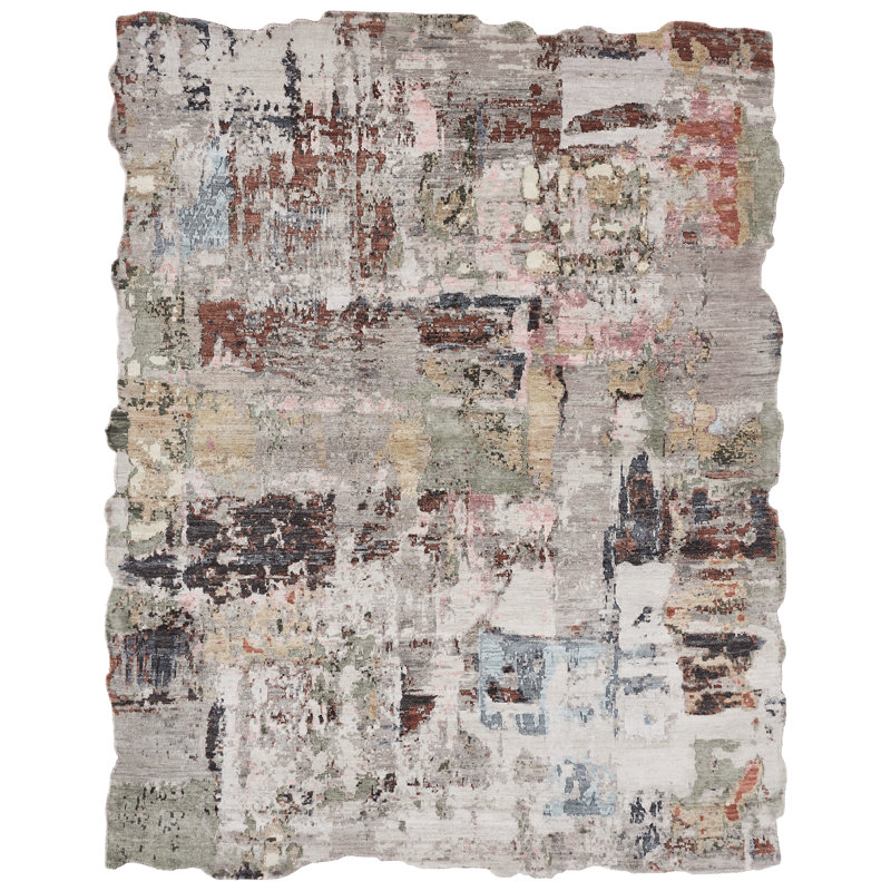 Wool Abstract Area Rug, Rectangle  10' x 14'