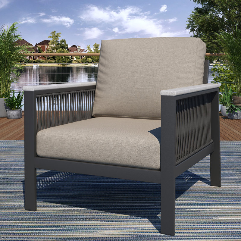 Chaise de patio avec coussins Sunbrella® Townsend, Argent coulé Sunbrella®