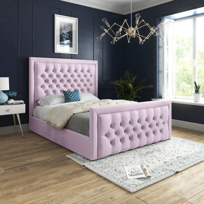 Kingston Bed With Headboard - Super King - 6Ft - Black, Kingsize (5'), Pink