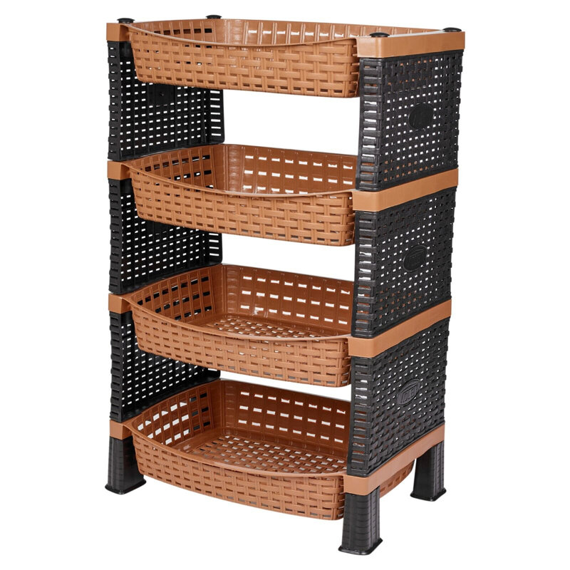 Alexande 41cm W Plastic Storage Rack, Black/Brown