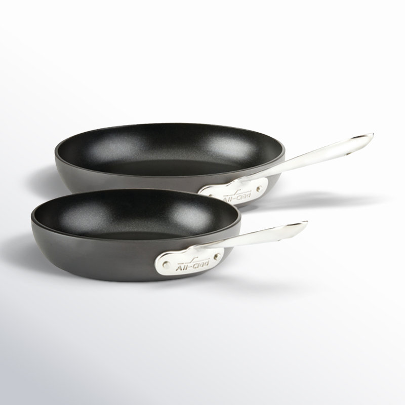 Black Aluminum Non-Stick 2-Piece Fry Pan Set