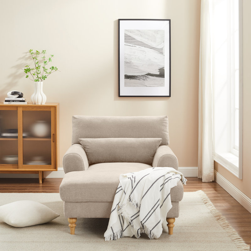 Chaise longue rembourrée avec dossier réglable Davene, Mélange de polyester naturel