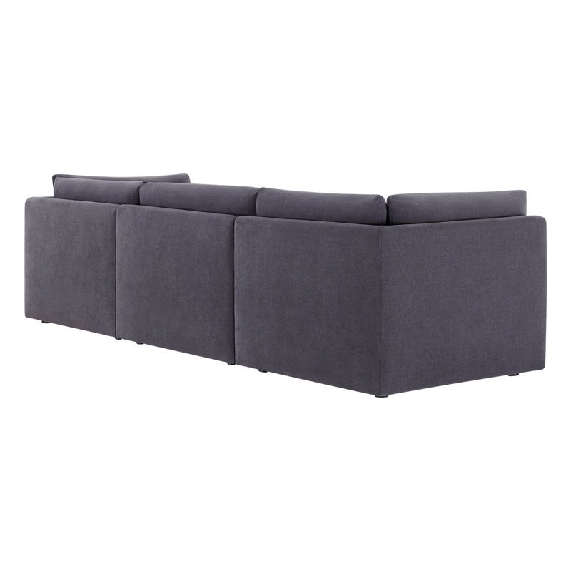 Canapé modulaire rembourré 3 pièces Annabella, Chenille de performance en zinc Willow