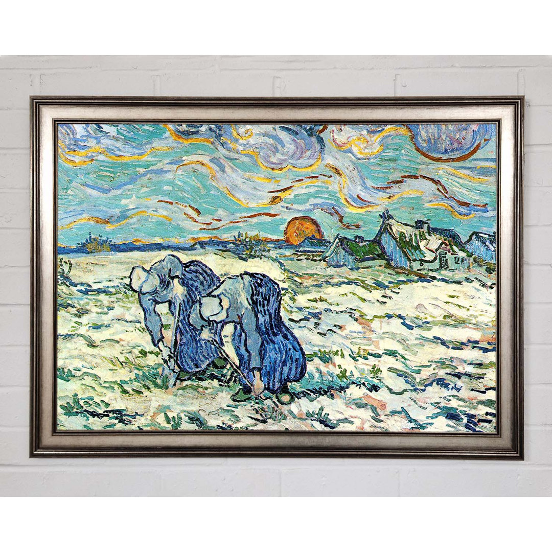 Gerahmtes Leinwandbild Two Digging A Grave In The Snow von Van Gogh