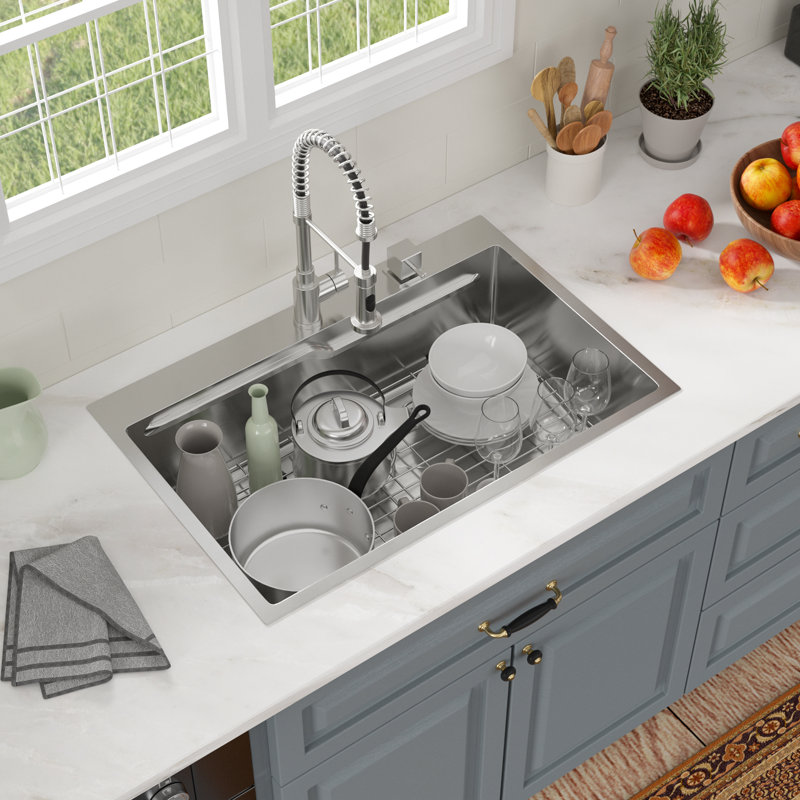 33'' L Drop-In Single Bowl Stainless Steel Kitchen Sink