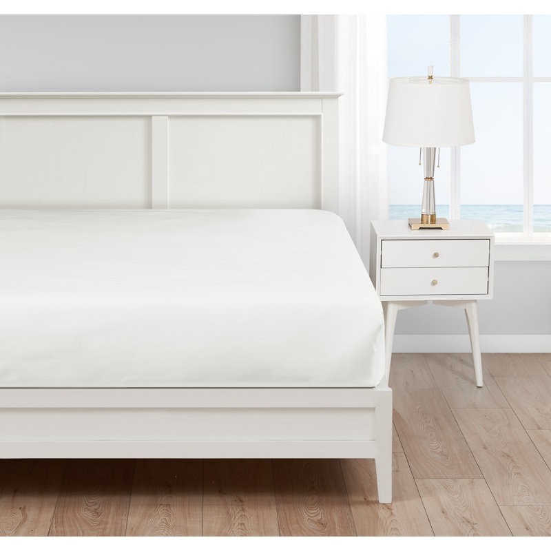 Nautica Cotton Blend Solid Fitted Sheets, White, Queen Fitted Sheet