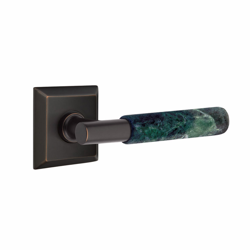 Select Round Door Lever with Square Rosette, Oil Rubbed Bronze, Passage (Hall & Closet)