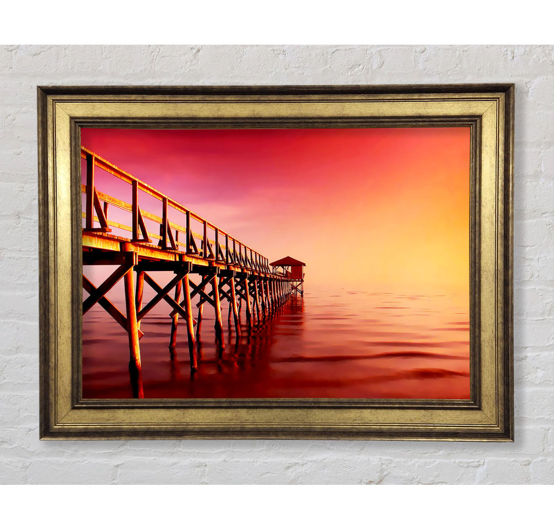 Tranquil Ocean Pier Pink - Einzelner Bilderrahmen Kunstdrucke