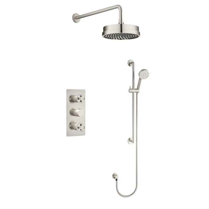  Thermostatic Shower with Fixed Shower Head, Brushed Nickel