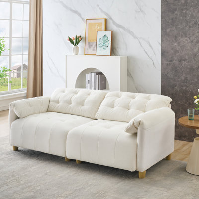 Creamy French Retro Living Room Couch - Double Seat, High Sponge Filled, Fluffy & Soft, Quick Rebound, Broad Seating Characteristic, Simple Assembly Form With Flavor Generous Space, Task
