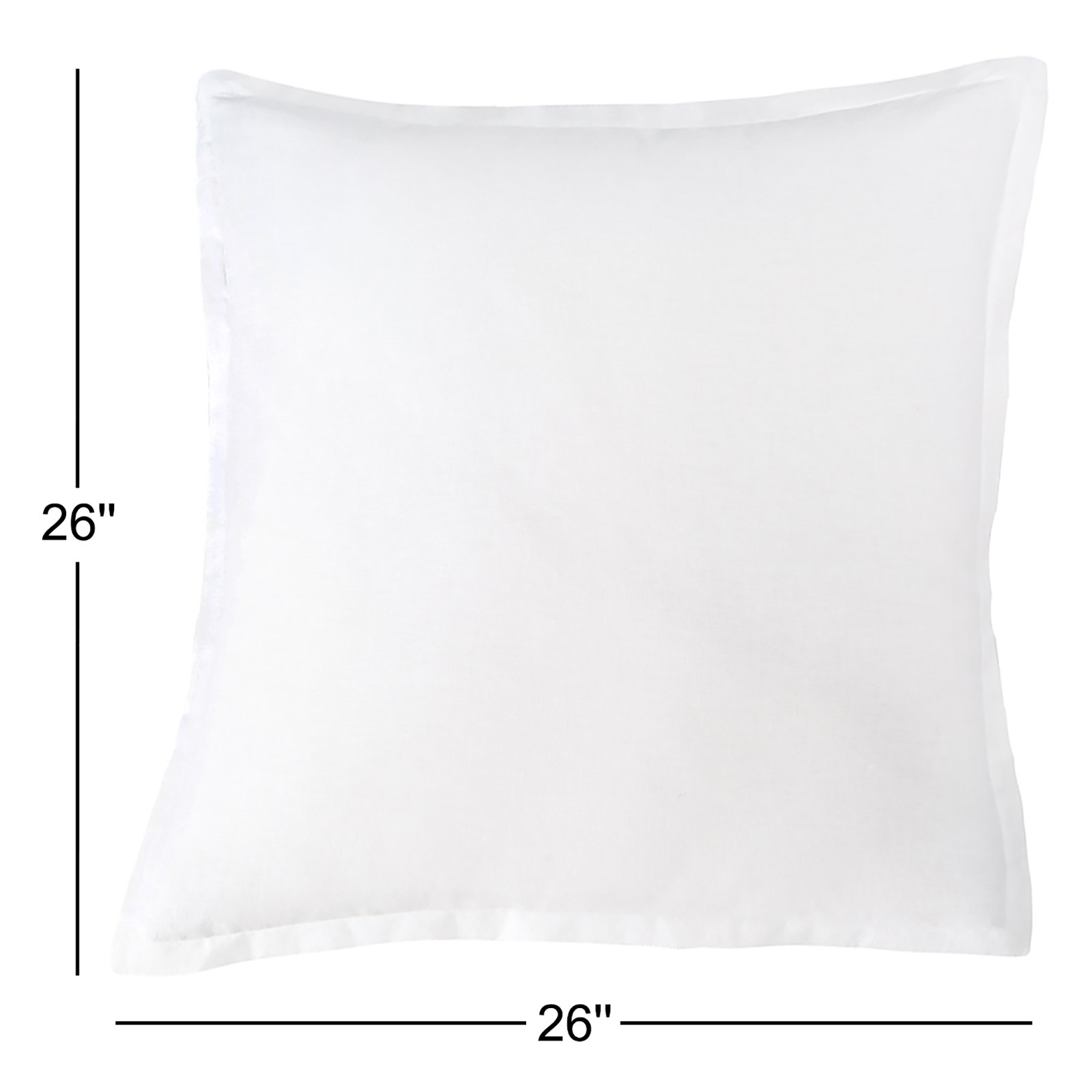 Washed Belgian Linen Fringed Pillow Cover, Eggshell White