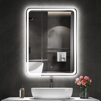 3 Color Light Memory LED Illuminated Dimmable Anti Fog Makeup Vanity Bathroom Mirror