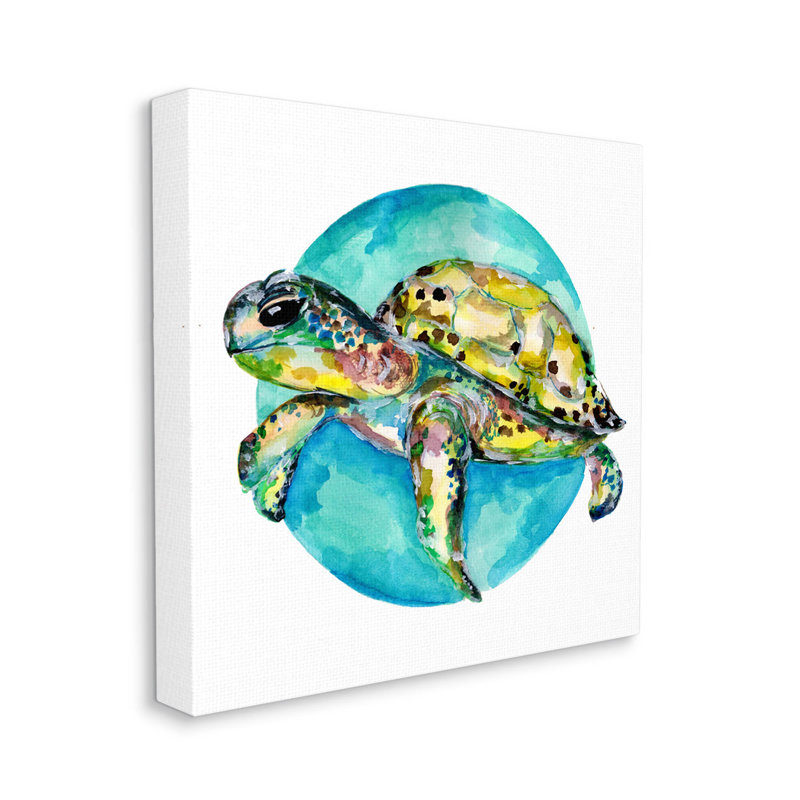 Tortue marine, art de la giclée par Sebastian Grafmann, H 24 po x l 24 po x P 1,5 po, Giclée encadrée noir minuit