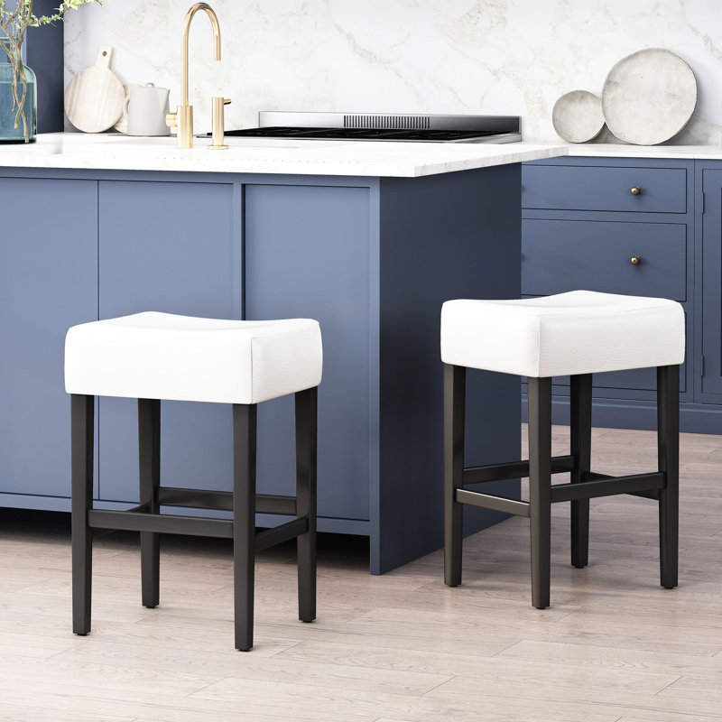 Tabouret de comptoir 2 sans dossier Kd, cuir, 13,18 lb, 15,55 po X P 19,01 x H 26,51 po, pour le confort de la maison 2 tabourets en cuir, l, P, ajout élégant