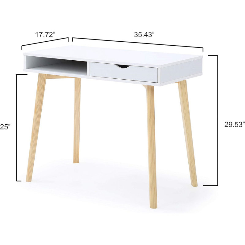 Bureau avec finition blanche et bois