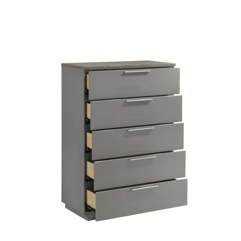 Commode 5 tiroirs Oniskey - gris