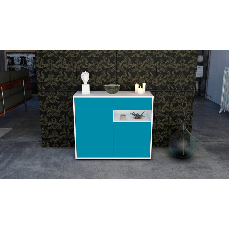 Rayburn 92cm Sideboard, White/Turquoise