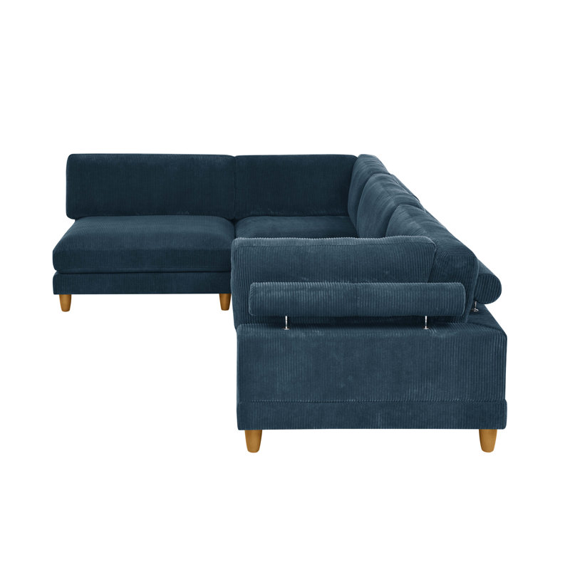 Corduroy Sectional Reversible, Blue Corduroy