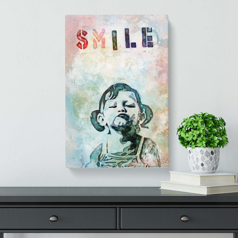 Smile In Abstract By Banksy - Wrapped Canvas, 60cm H x 40cm W x 3cm D