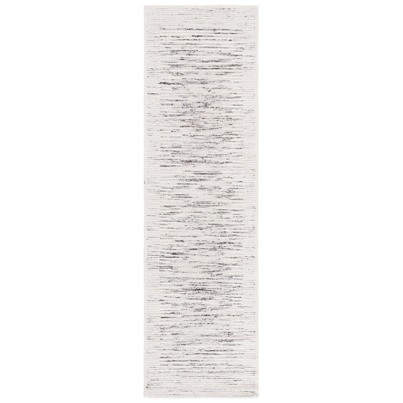 Pne806 Hand Tufted Wool/Cotton/Latex Abstract Rug in Natural/Ivory, Runner 2'3" x 8'