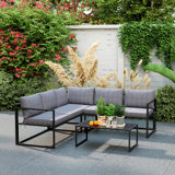 Wicker 5 - Person Garden Lounge Set with Cushions