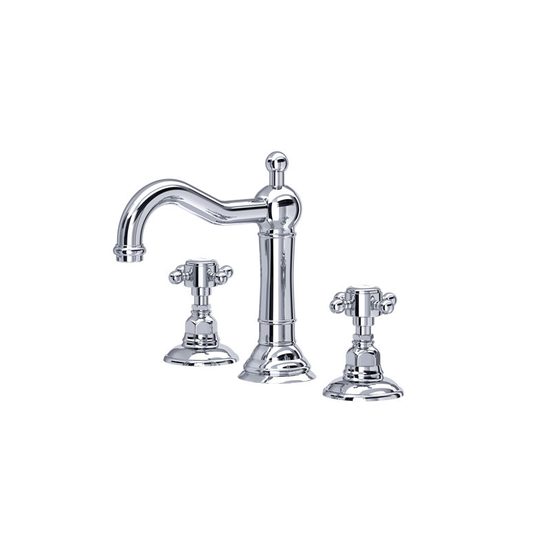 Acqui Widespread Bathroom Faucet with Drain Assembly, Cross, Polished Chrome