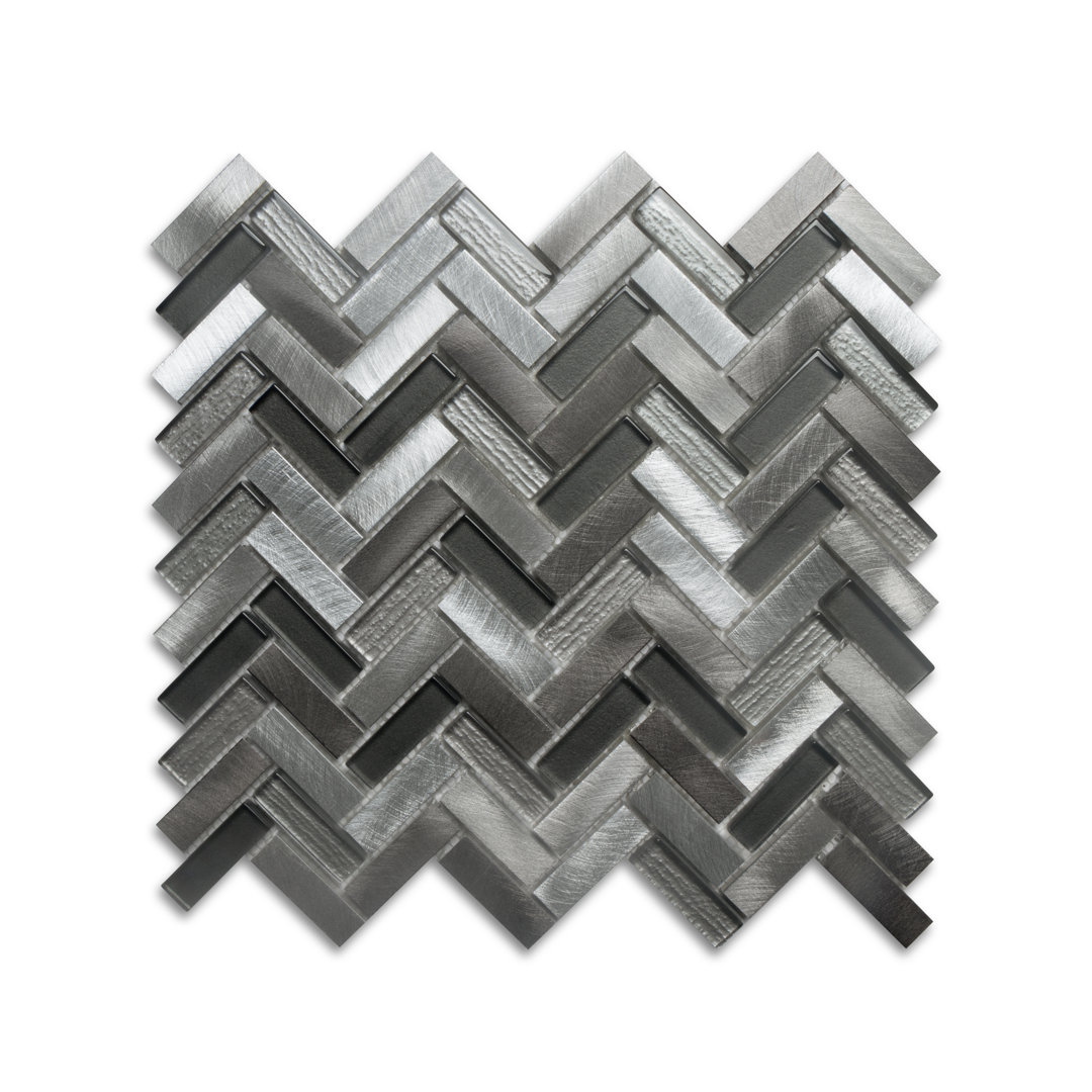 Twilight Series 0.5" x 2" Straight Edge Metal and Glass Mosaic Tile WS Tiles®