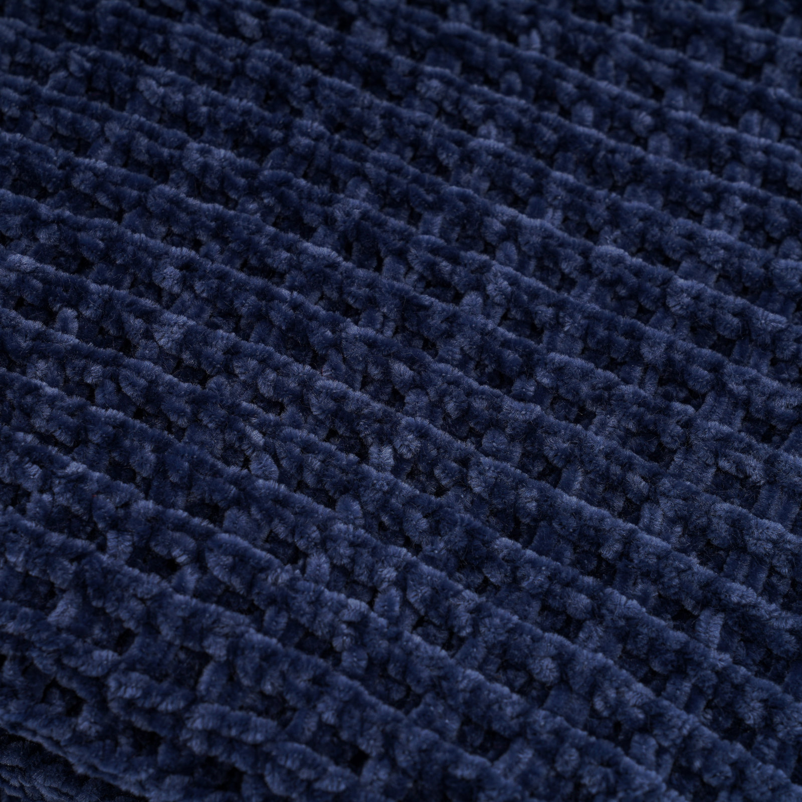 Amor Waffle Knitted Throw Blanket, Navy