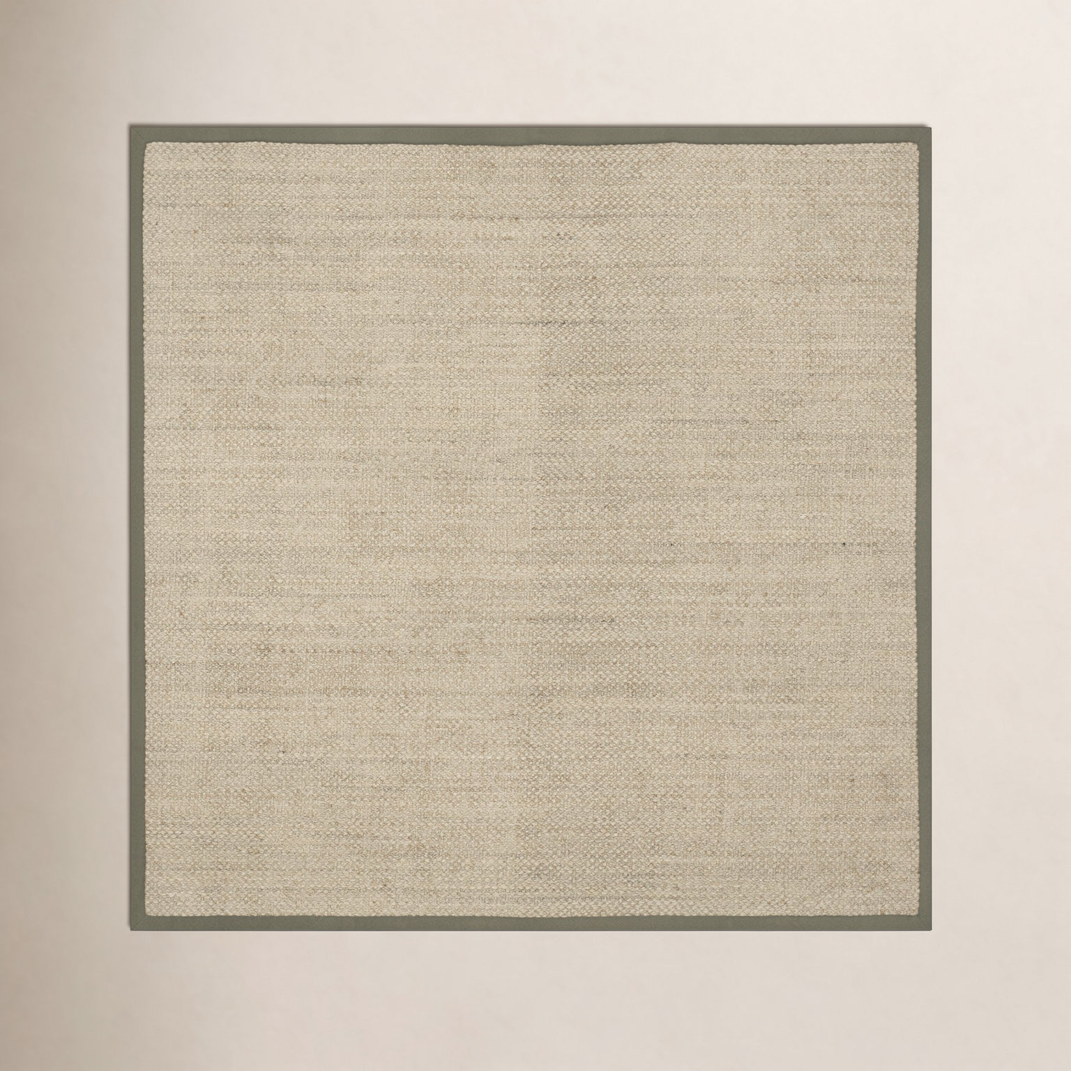 Beige Green Floral Jute Rug, Square 6'
