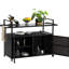 Chariot-buffet polyvalent au bord de la piscine - noir, roulant avec rangement et plateau en verre pour le patio, la cour, le jardin