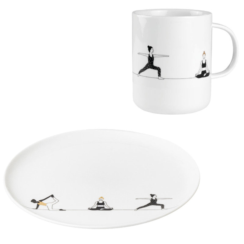 Hobby Porcelain Plate & Mug Set - Yoga