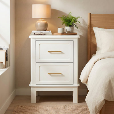 Nightstand with 2 Storage Drawers, Wooden Bedside Table with Solid Wood Legs, Small End Side Table for Bedroom, Guest Room