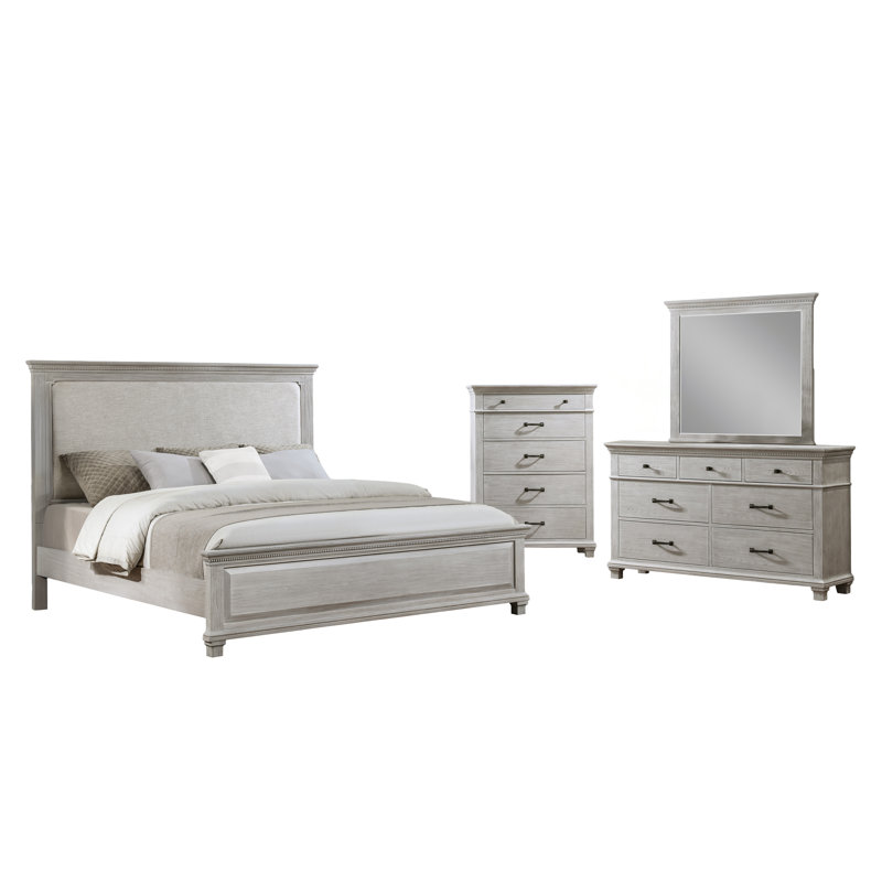 Izaguirre 4Pc Wood Bedroom Set W Chest In Gray, Queen