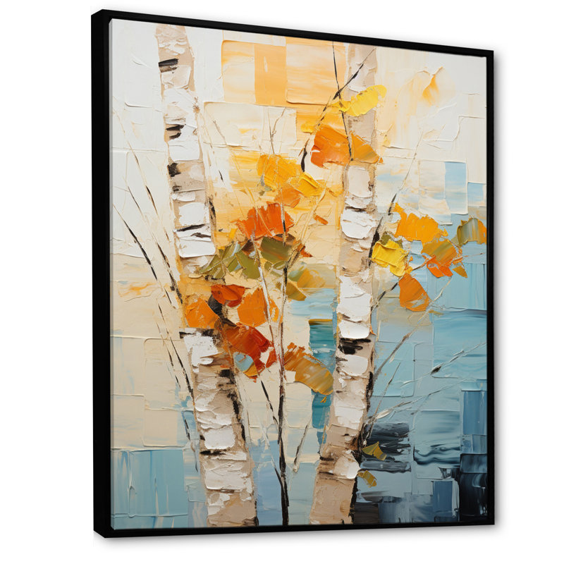 «Jacquelen Birch Woods Birch Dreamscape», reproduction d'art sur toile, H 32 po x l 16 po x P 1 po, Cadre flottant noir