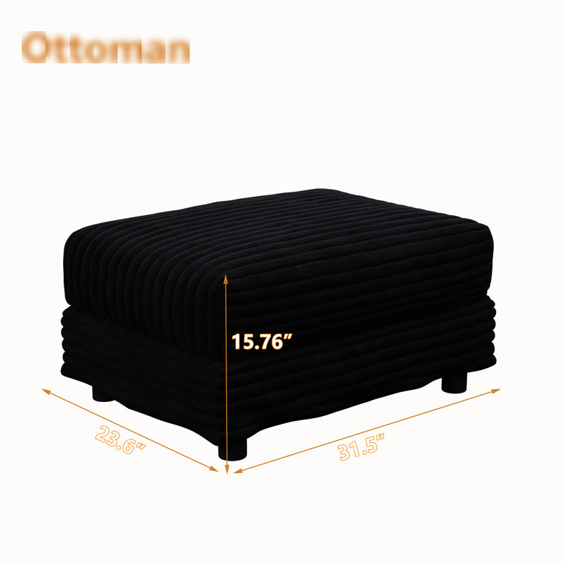 Comfortable Black Corduroy For Offices And Apartments, Combine With Different Seater Sofas, Multi - Use, & Quick To Put Together Bedrooms, Assembly