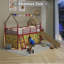 Ensemble lit mezzanine simple avec glissade et rideau Jack Junior