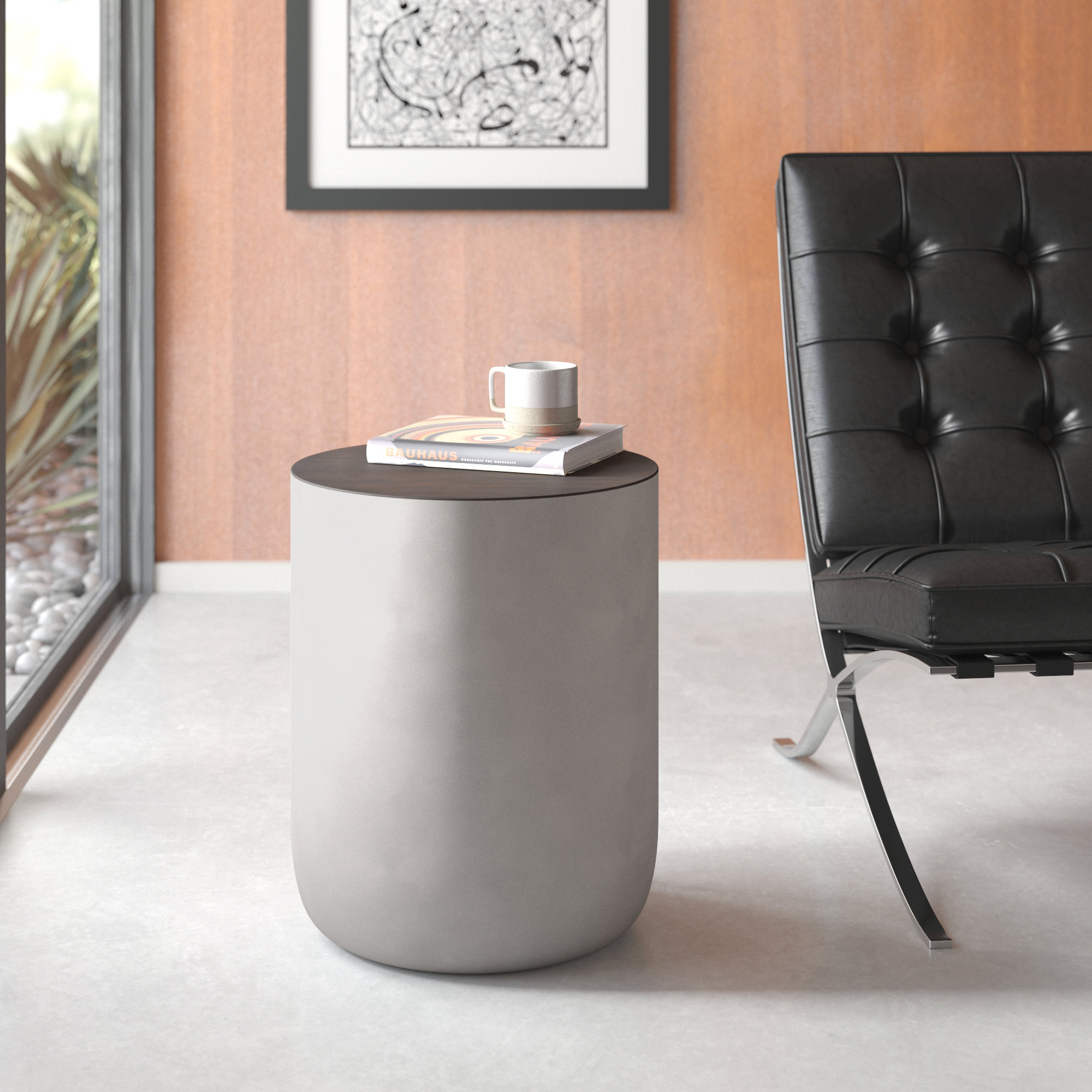 Hokku Designs Allyesa Diaz End Table Grey Wood Grain Brown