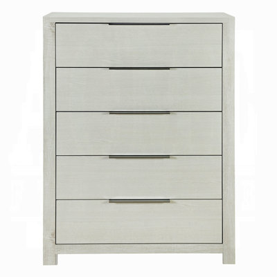 Commode de rangement moderne à finition beige 1pc avec meubles de chambre à coucher 5 tiroirs en bois