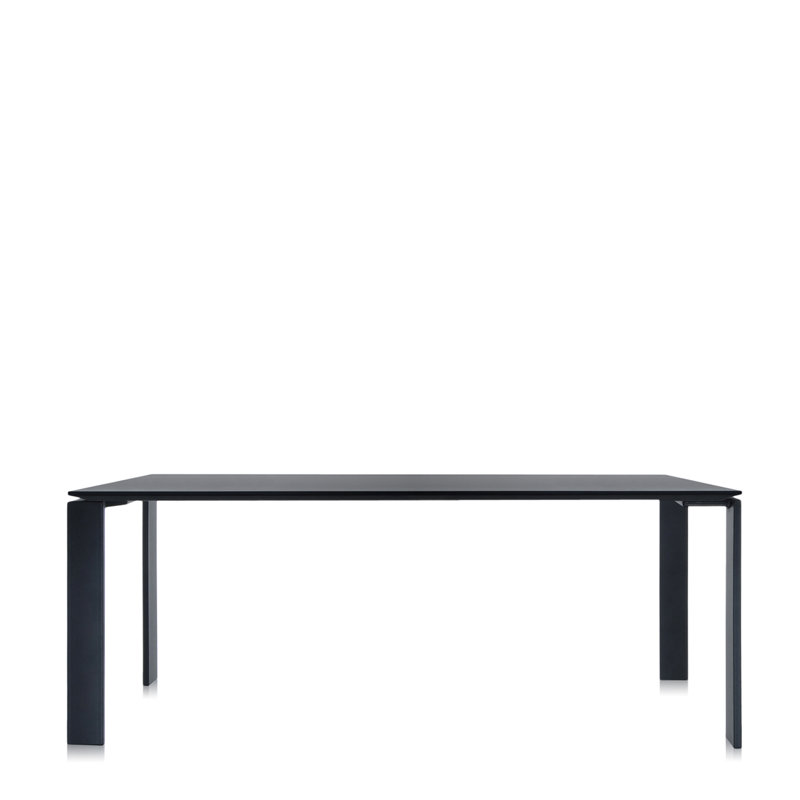 Four Metal Base Dining Table, 28" H x 75" W x 31" D, Black