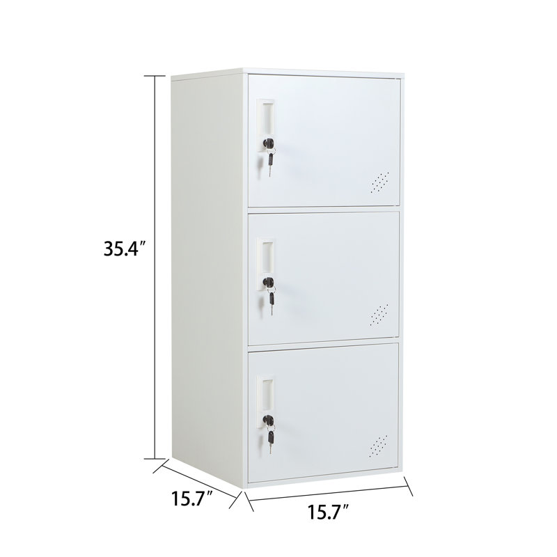 3 Door Vertical Stackable Storage Cabinet With Lock,Anti-Failing Device, Metal Lcoker,Organizer For Office, Home, Gym, School,Employee,Kids.