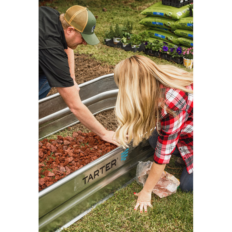 Oval Painted Steel Raised Garden Bed Planter, 12" H x 96" W x 36" D